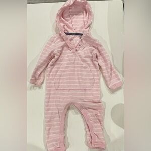 Primary Pink Striped One Piece with Hood